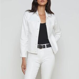 NWT L’Agence Janelle Jacket Slim Coated Blanc White Flawed Sz XXS
